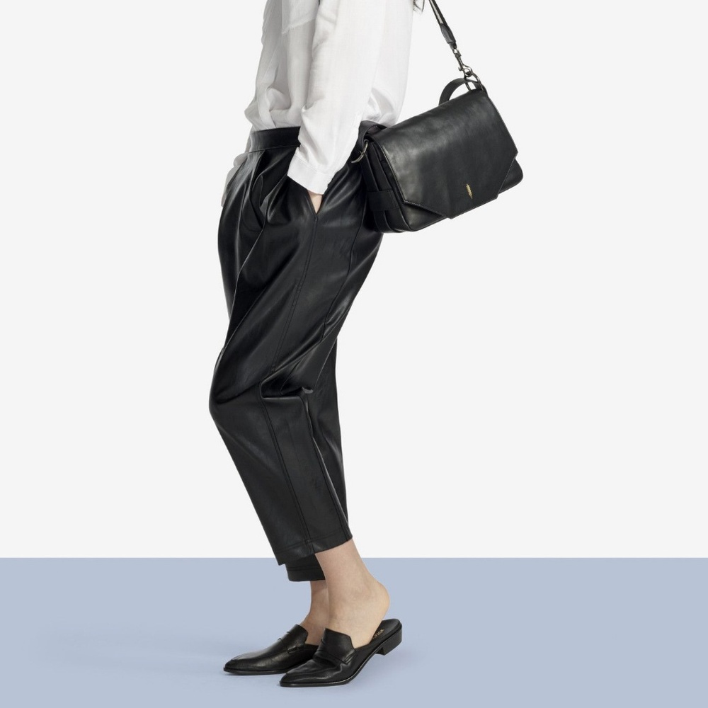 NWT High Waist Faux Leather Draped Pants